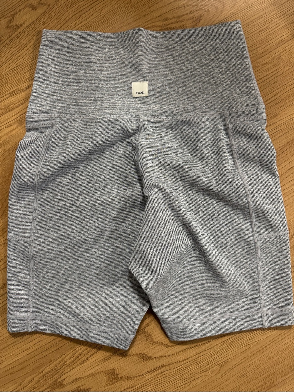 Vuori Heather Gray High-Rise Bike Shorts